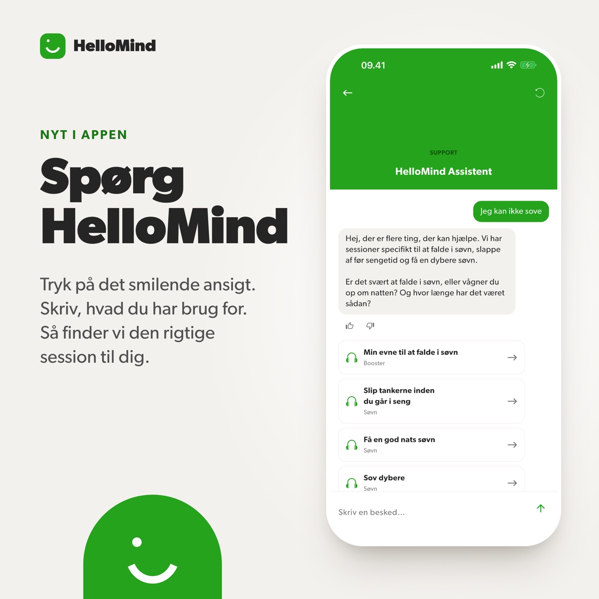 Spørg HelloMind: appen foreslår sessioner til selvhypnose mod søvnbesvær